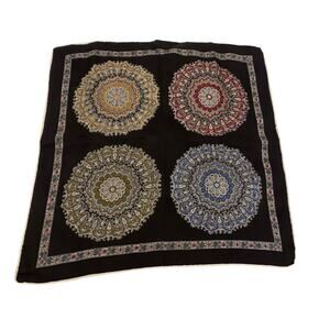 Single Geometric Patterned Design 100% Silk Handkerchief (18"x19") Made in Italy